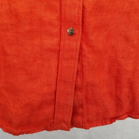 LRL Ralph Lauren Button Up Shirt Women's M Linen Burnt Orange Embroidered Logo - Picture 4 of 12